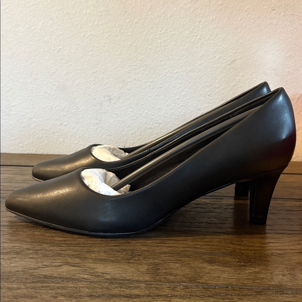 NIB [Easy Street] Pointe Pointed Toe Stiletto Wide Heel Pumps Black Women’s 8.5 - Picture 5 of 12